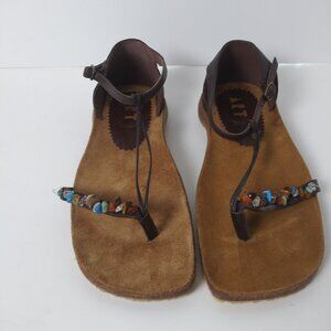Art Effects Rebecca Sandal Strappy Leather Semi-Precious Stones Handmade 7 NWOT